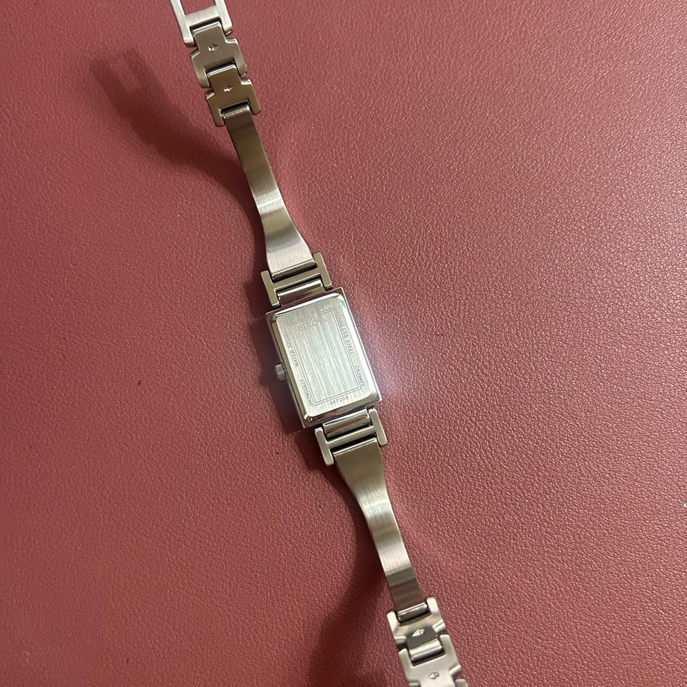 New Bulova Silver Rectangular Face Watch With Sta… - image 7